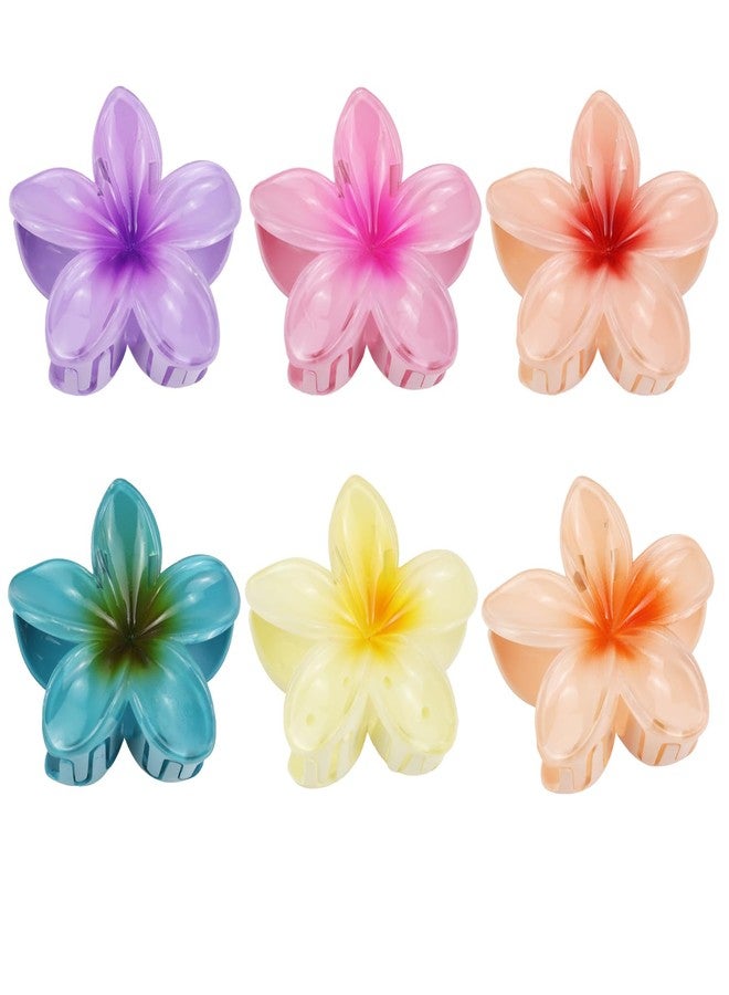 Aacehlh 6 Pcs Flower Hair Claw Clips, 3.1 inch Hawaiian Plumeria Hair Clips, Summer Beach Essentials Hair Accessories for Women (Plumeria) - Image 1